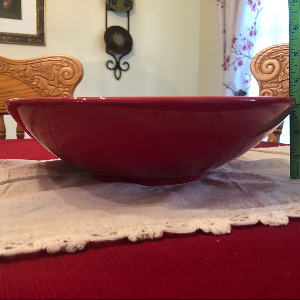 Large Red Beaver Farm Pottery Vegetable Dish